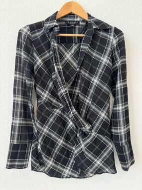 Laundry by Shelli Segal Plaid Faux Wrap Blouse Size S NWT